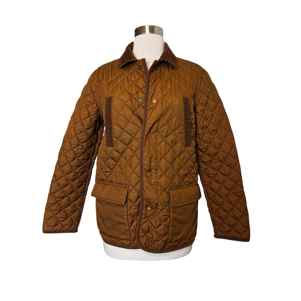 Crewcuts J.Crew Unisex Quilted Barn Jacket Brown Size 14 Corduroy Collar Trim